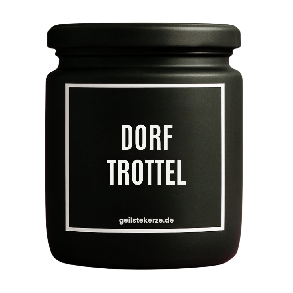Duftkerze mit Spruch von geilstekerze ist der neue Geschenketrend. Diese witzige Kerze Vegane Bio-Kerze mit Spruch – DORFTROTTEL brennt mega lange sagenhafte 80 Stunde, hochwertige ätherische Öle schaffen beste Duftverteilung. Mit 1400 lustigen Sprüchen perfekt zum Verschenken. Handgemacht in Deutschland von geilstekerze.de -Die beste Duftkerze die du kaufen kannst.