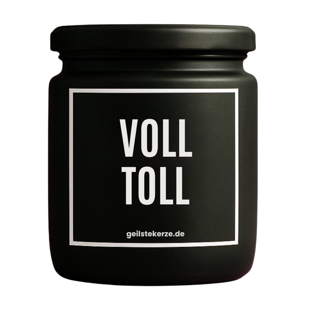 Duftkerze mit Spruch von geilstekerze ist der neue Geschenketrend. Diese witzige Kerze Vegane Bio-Kerze mit Spruch – VOLL TOLL brennt mega lange sagenhafte 80 Stunde, hochwertige ätherische Öle schaffen beste Duftverteilung. Mit 1400 lustigen Sprüchen perfekt zum Verschenken. Handgemacht in Deutschland von geilstekerze.de -Die beste Duftkerze die du kaufen kannst.