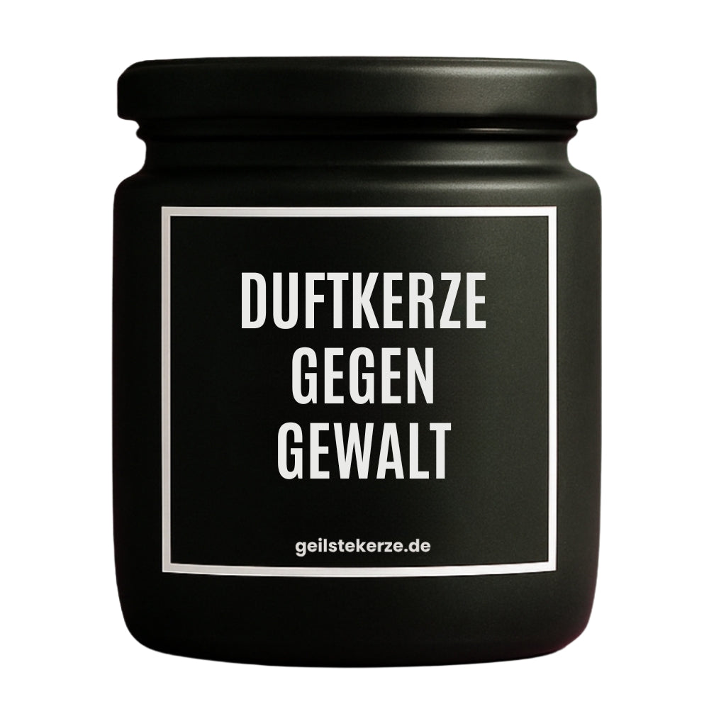 Erste von künstlicher Intelligenz kreierte Vegane Bio-Kerze mit Spruch – DUFTKERZE GEGEN GEWALT Mega lange Brenndauer von 80 Stunde, hochwertige ätherische Öle schaffen beste Duftverteilung. Mit 1400 lustigen Sprüchen perfekt zum Verschenken. Handgemacht in Deutschland von geilstekerze.de -Die beste Duftkerze die du kaufen kannst.