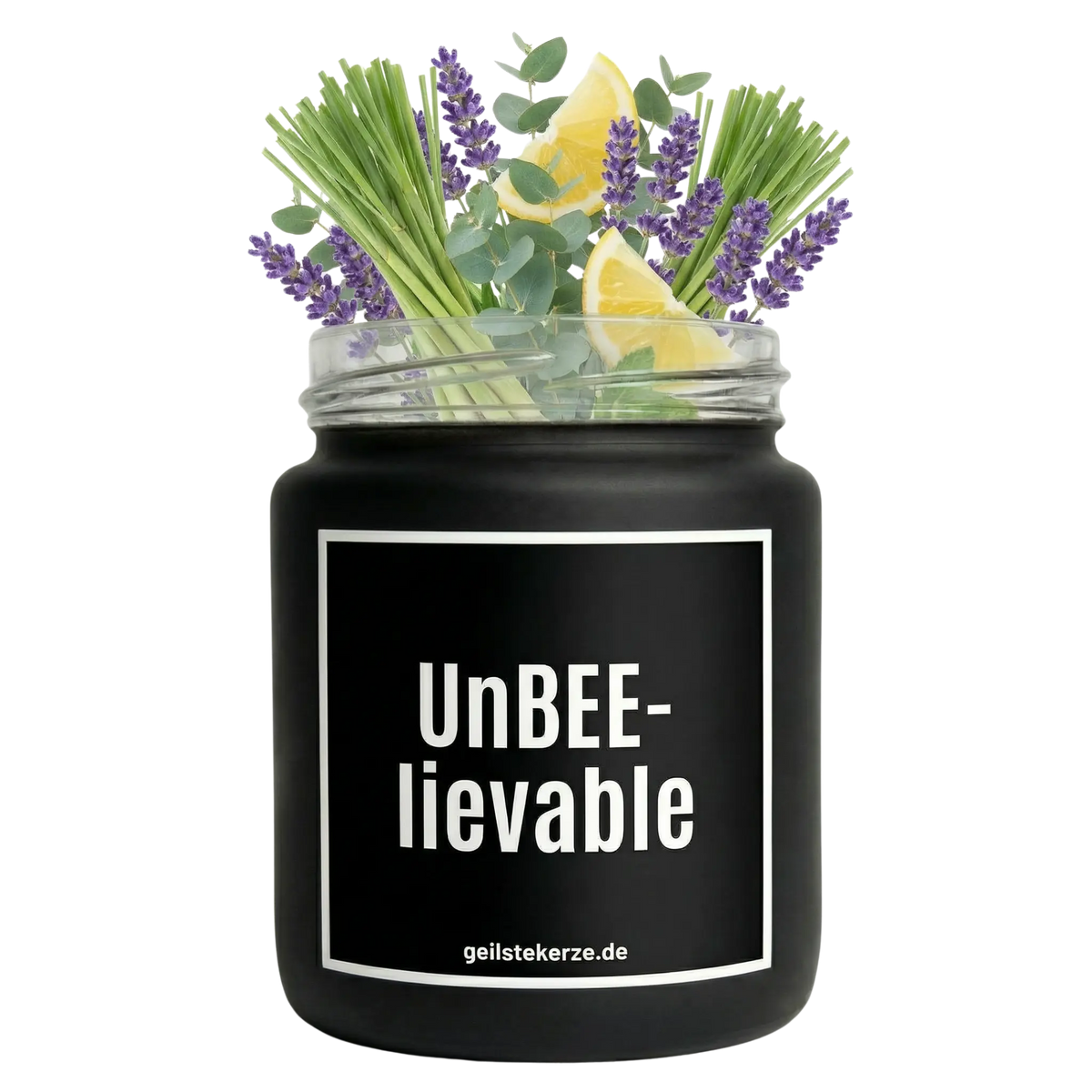 Vegane Bio-Kerze mit Spruch – UnBEE-lievable Citronella & Zitroneneukalyptus