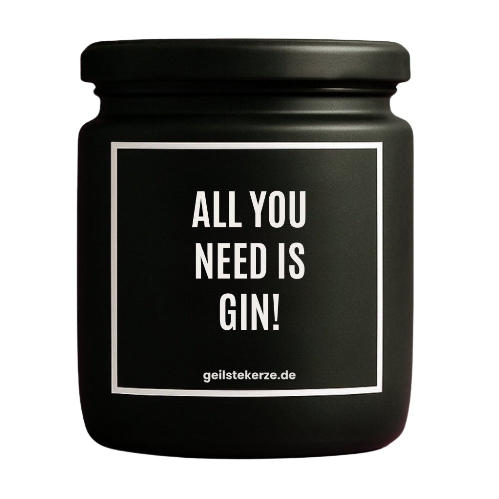 Duftkerze mit Spruch von geilstekerze ist der neue Geschenketrend. Diese witzige Kerze Vegane Bio-Kerze mit Spruch – ALL YOU NEED IS GIN! brennt mega lange sagenhafte 80 Stunde, hochwertige ätherische Öle schaffen beste Duftverteilung. Mit 1400 lustigen Sprüchen perfekt zum Verschenken. Handgemacht in Deutschland von geilstekerze.de -Die beste Duftkerze die du kaufen kannst.