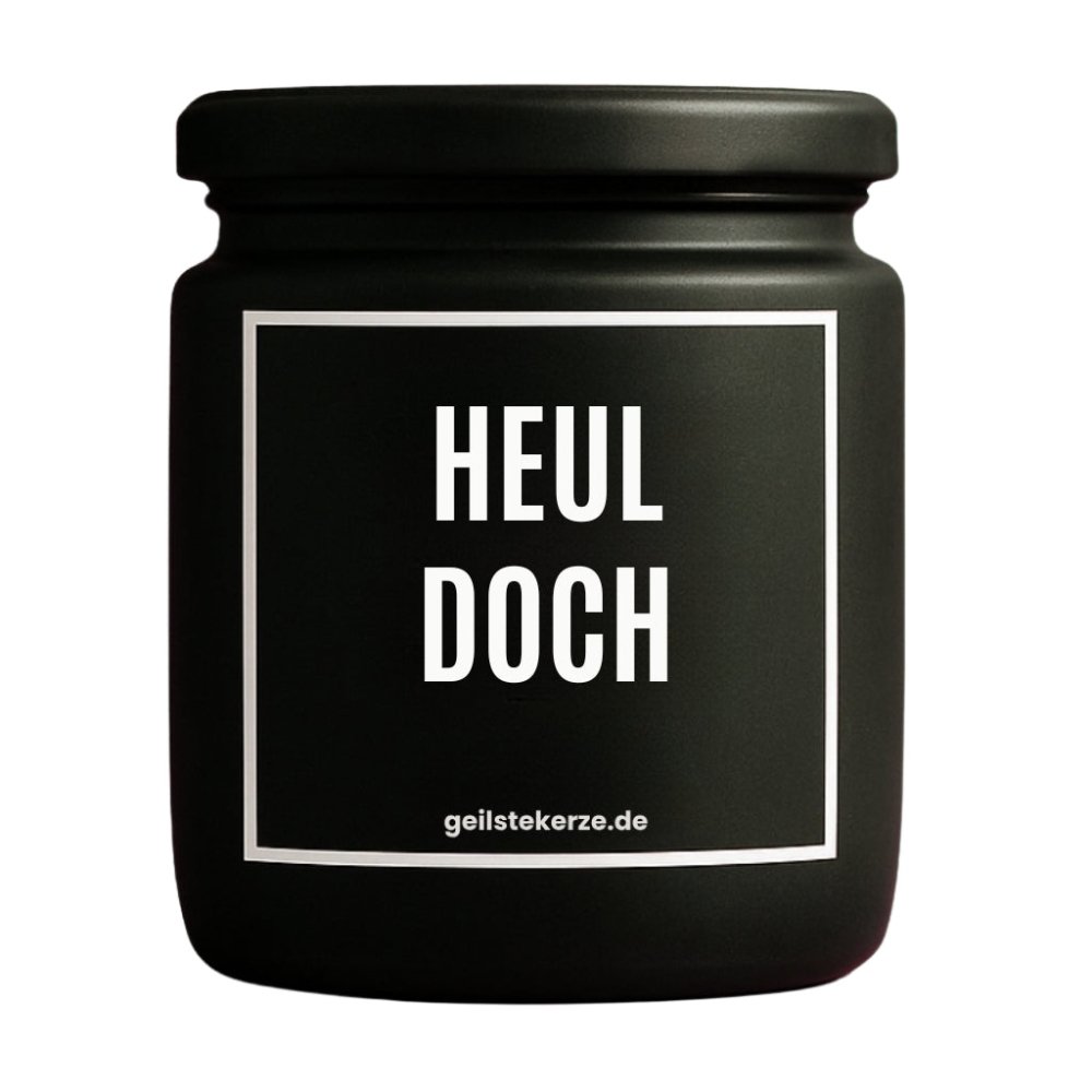 Duftkerze mit Spruch von geilstekerze ist der neue Geschenketrend. Diese witzige Kerze Vegane Bio-Kerze mit Spruch – HEUL DOCH brennt mega lange sagenhafte 80 Stunde, hochwertige ätherische Öle schaffen beste Duftverteilung. Mit 1400 lustigen Sprüchen perfekt zum Verschenken. Handgemacht in Deutschland von geilstekerze.de -Die beste Duftkerze die du kaufen kannst.