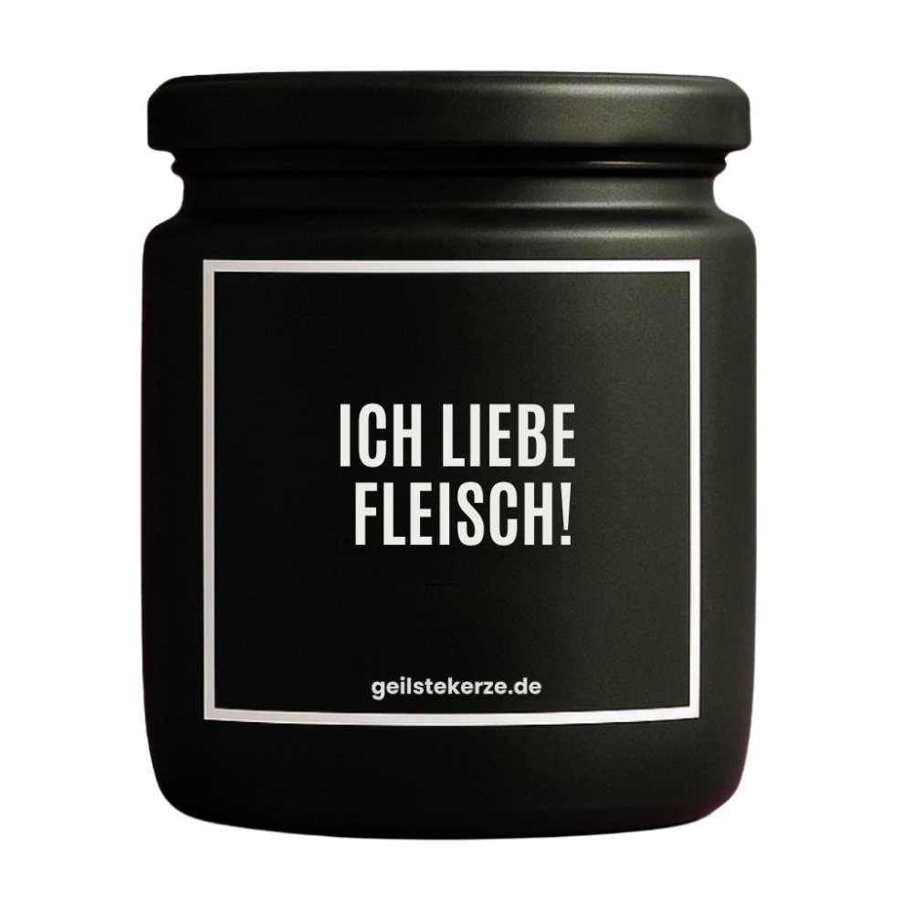 Duftkerze mit Spruch von geilstekerze ist der neue Geschenketrend. Diese witzige Kerze Vegane Bio-Kerze mit Spruch – ICH LIEBE FLEISCH brennt mega lange sagenhafte 80 Stunde, hochwertige ätherische Öle schaffen beste Duftverteilung. Mit 1400 lustigen Sprüchen perfekt zum Verschenken. Handgemacht in Deutschland von geilstekerze.de -Die beste Duftkerze die du kaufen kannst.