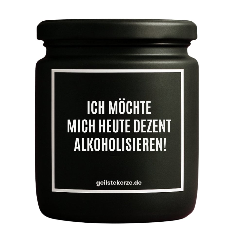 Duftkerze mit Spruch von geilstekerze ist der neue Geschenketrend. Diese witzige Kerze Vegane Bio-Kerze mit Spruch – ICH MÖCHTE MICH HEUTE DEZENT ALKOHOLISIEREN! brennt mega lange sagenhafte 80 Stunde, hochwertige ätherische Öle schaffen beste Duftverteilung. Mit 1400 lustigen Sprüchen perfekt zum Verschenken. Handgemacht in Deutschland von geilstekerze.de -Die beste Duftkerze die du kaufen kannst.