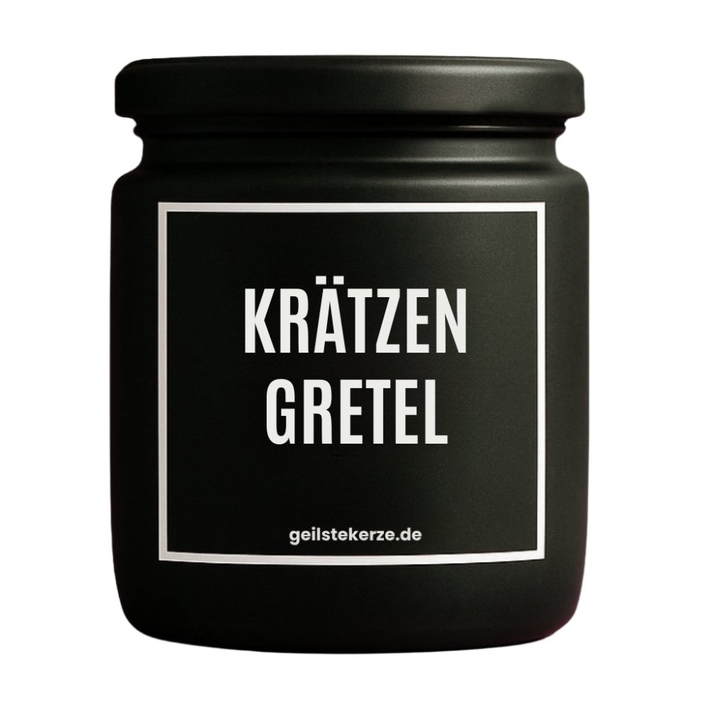 Duftkerze mit Spruch von geilstekerze ist der neue Geschenketrend. Diese witzige Kerze Vegane Bio-Kerze mit Spruch – KRÄTZENGRETEL brennt mega lange sagenhafte 80 Stunde, hochwertige ätherische Öle schaffen beste Duftverteilung. Mit 1400 lustigen Sprüchen perfekt zum Verschenken. Handgemacht in Deutschland von geilstekerze.de -Die beste Duftkerze die du kaufen kannst.