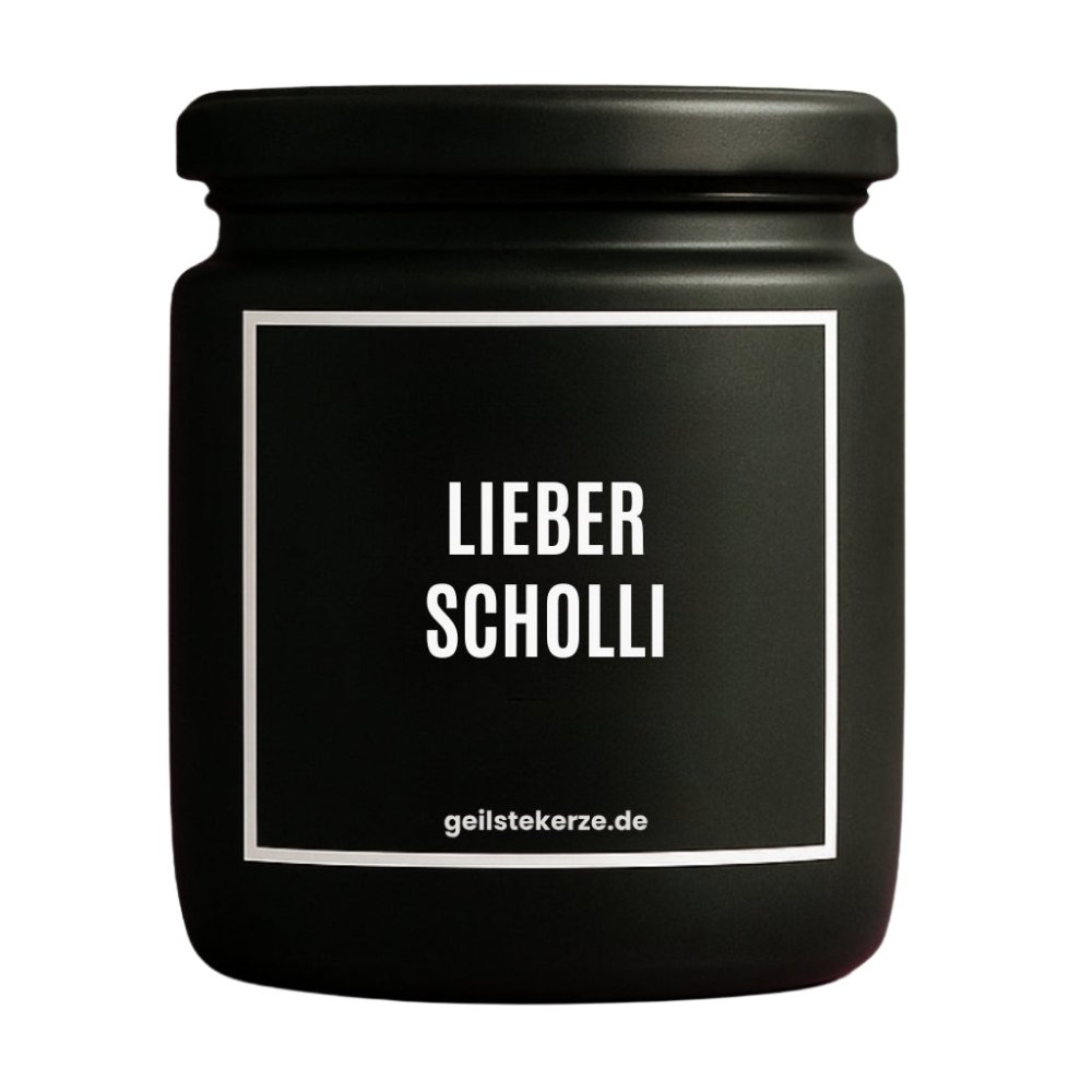 Duftkerze mit Spruch von geilstekerze ist der neue Geschenketrend. Diese witzige Kerze Vegane Bio-Kerze mit Spruch – LIEBER SCHOLLI brennt mega lange sagenhafte 80 Stunde, hochwertige ätherische Öle schaffen beste Duftverteilung. Mit 1400 lustigen Sprüchen perfekt zum Verschenken. Handgemacht in Deutschland von geilstekerze.de -Die beste Duftkerze die du kaufen kannst.