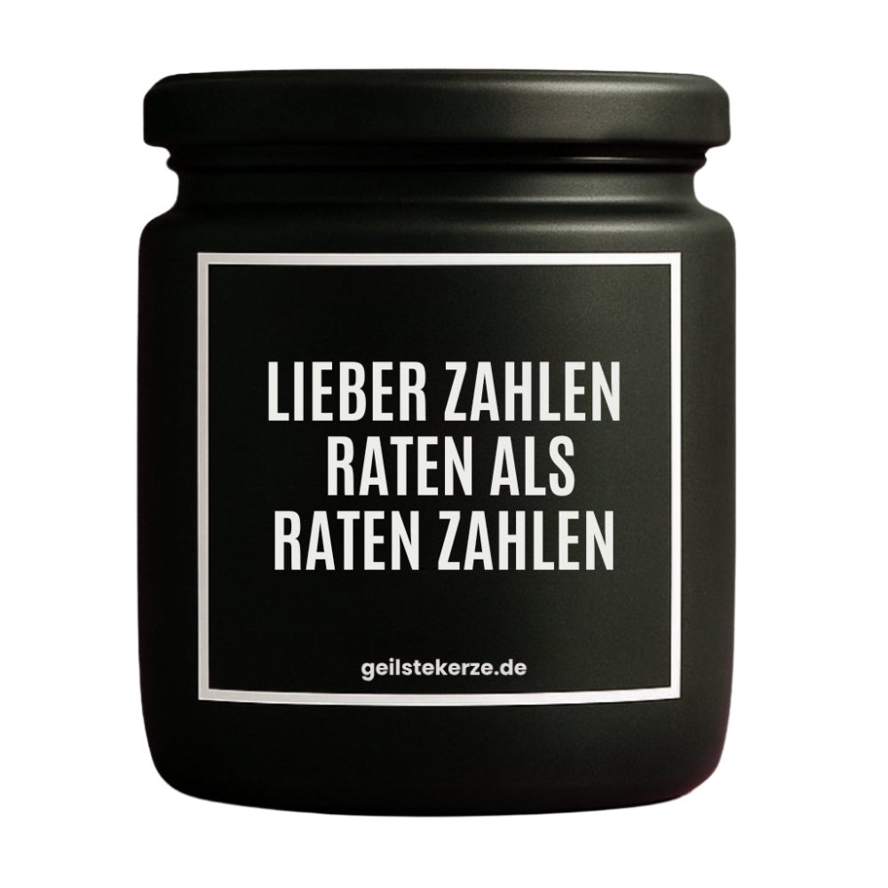 Duftkerze mit Spruch von geilstekerze ist der neue Geschenketrend. Diese witzige Kerze Vegane Bio-Kerze mit Spruch – LIEBER ZAHLEN RATEN, ALS RATEN ZAHLEN brennt mega lange sagenhafte 80 Stunde, hochwertige ätherische Öle schaffen beste Duftverteilung. Mit 1400 lustigen Sprüchen perfekt zum Verschenken. Handgemacht in Deutschland von geilstekerze.de -Die beste Duftkerze die du kaufen kannst.