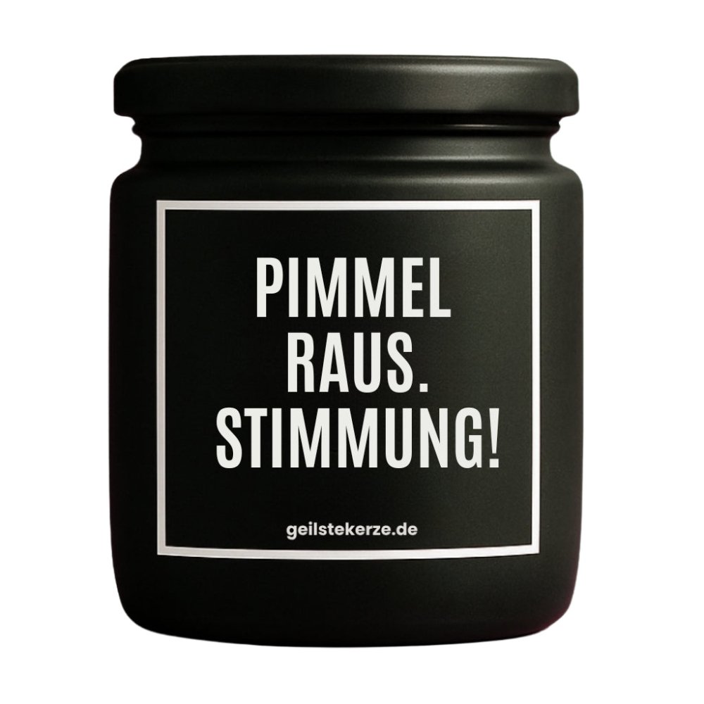 Duftkerze mit Spruch von geilstekerze ist der neue Geschenketrend. Diese witzige Kerze Vegane Bio-Kerze mit Spruch – PIMMEL RAUS. STIMMUNG brennt mega lange sagenhafte 80 Stunde, hochwertige ätherische Öle schaffen beste Duftverteilung. Mit 1400 lustigen Sprüchen perfekt zum Verschenken. Handgemacht in Deutschland von geilstekerze.de -Die beste Duftkerze die du kaufen kannst.