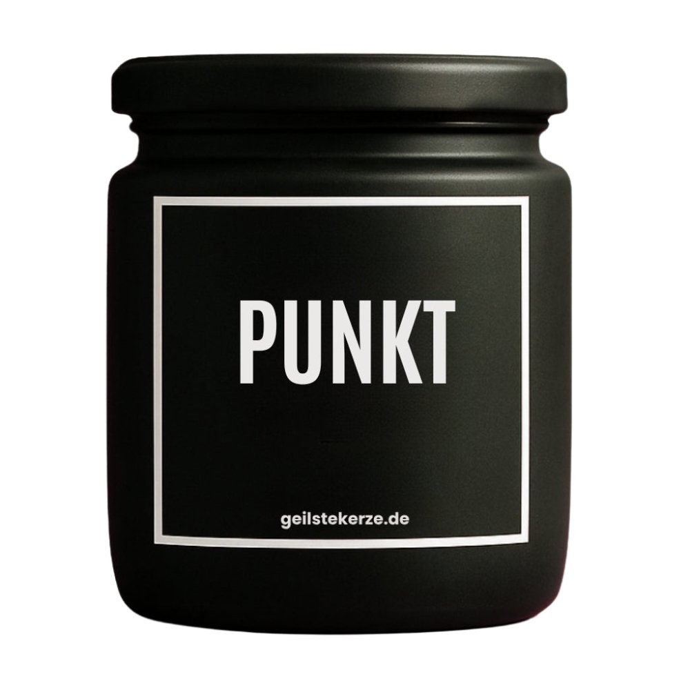 Duftkerze mit Spruch von geilstekerze ist der neue Geschenketrend. Diese witzige Kerze Vegane Bio-Kerze mit Spruch – PUNKT brennt mega lange sagenhafte 80 Stunde, hochwertige ätherische Öle schaffen beste Duftverteilung. Mit 1400 lustigen Sprüchen perfekt zum Verschenken. Handgemacht in Deutschland von geilstekerze.de -Die beste Duftkerze die du kaufen kannst.