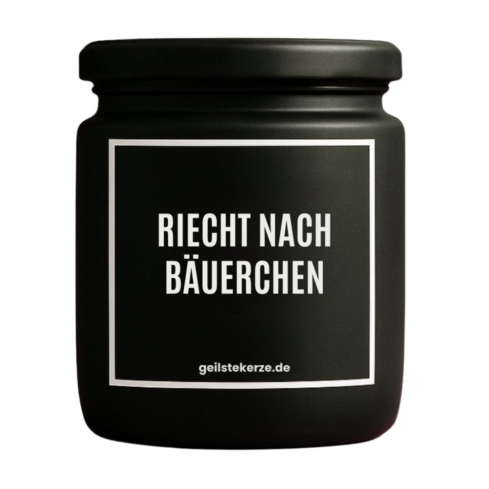 Duftkerze mit Spruch von geilstekerze ist der neue Geschenketrend. Diese witzige Kerze Vegane Bio-Kerze mit Spruch – RIECHT NACH BÄUERCHEN brennt mega lange sagenhafte 80 Stunde, hochwertige ätherische Öle schaffen beste Duftverteilung. Mit 1400 lustigen Sprüchen perfekt zum Verschenken. Handgemacht in Deutschland von geilstekerze.de -Die beste Duftkerze die du kaufen kannst.