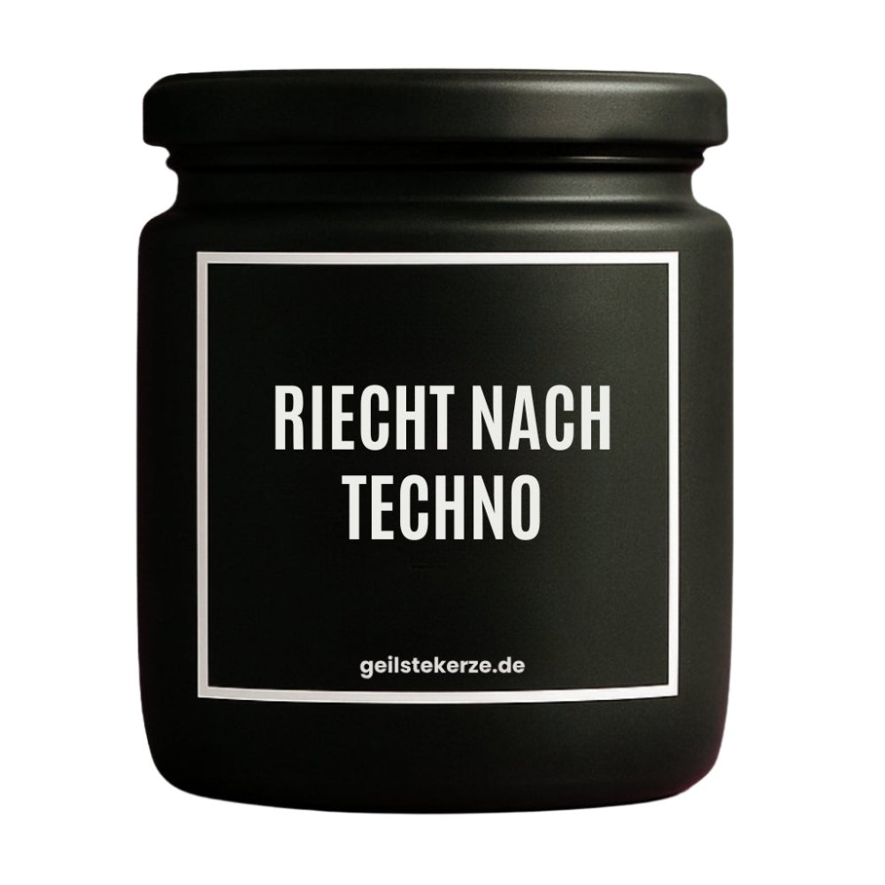 Duftkerze mit Spruch von geilstekerze ist der neue Geschenketrend. Diese witzige Kerze Vegane Bio-Kerze mit Spruch – RIECHT NACH TECHNO brennt mega lange sagenhafte 80 Stunde, hochwertige ätherische Öle schaffen beste Duftverteilung. Mit 1400 lustigen Sprüchen perfekt zum Verschenken. Handgemacht in Deutschland von geilstekerze.de -Die beste Duftkerze die du kaufen kannst.
