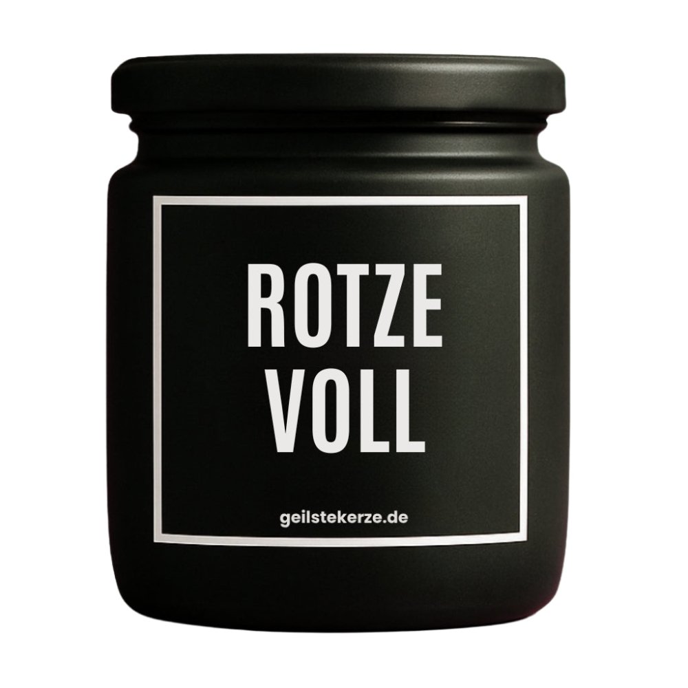 Duftkerze mit Spruch von geilstekerze ist der neue Geschenketrend. Diese witzige Kerze Vegane Bio-Kerze mit Spruch – ROTZE VOLL brennt mega lange sagenhafte 80 Stunde, hochwertige ätherische Öle schaffen beste Duftverteilung. Mit 1400 lustigen Sprüchen perfekt zum Verschenken. Handgemacht in Deutschland von geilstekerze.de -Die beste Duftkerze die du kaufen kannst.