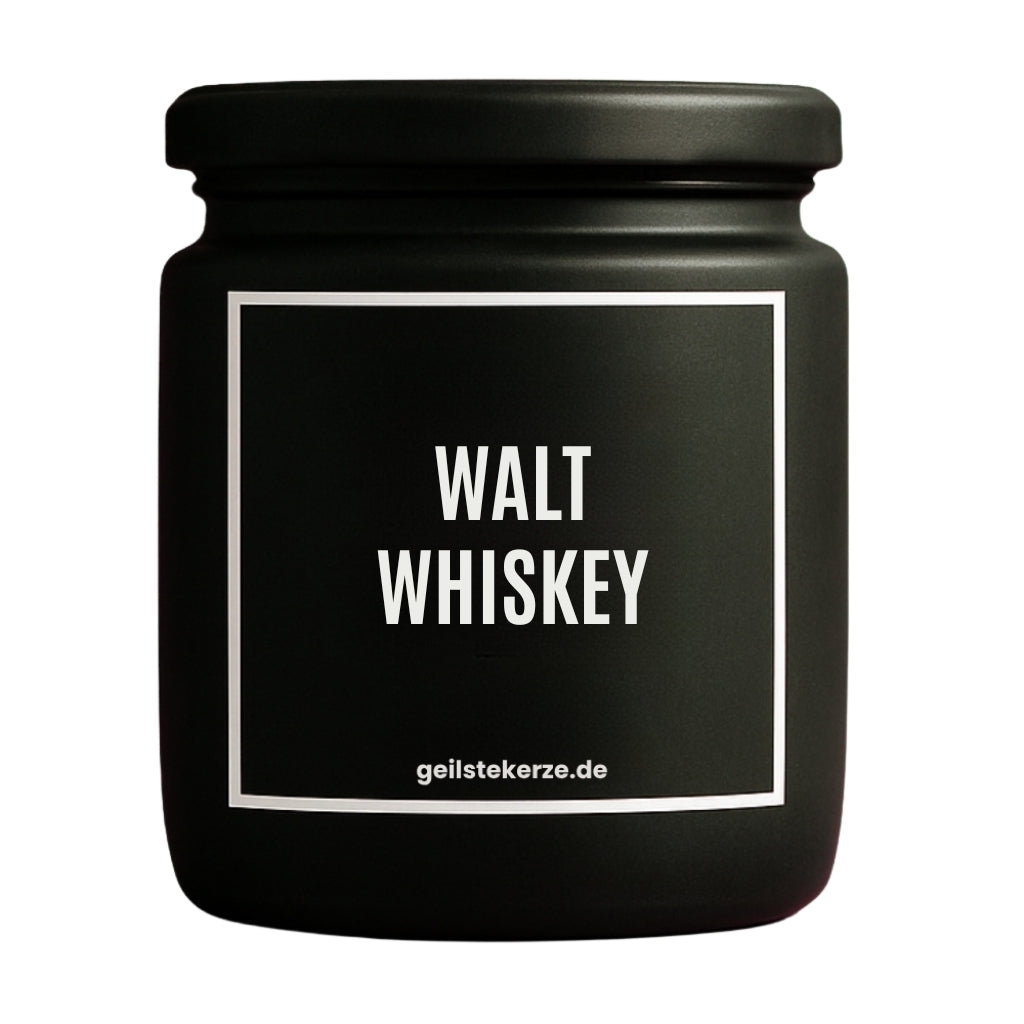 Duftkerze mit Spruch von geilstekerze ist der neue Geschenketrend. Diese witzige Kerze Vegane Bio-Kerze mit Spruch – WALT WHISKEY brennt mega lange sagenhafte 80 Stunde, hochwertige ätherische Öle schaffen beste Duftverteilung. Mit 1400 lustigen Sprüchen perfekt zum Verschenken. Handgemacht in Deutschland von geilstekerze.de -Die beste Duftkerze die du kaufen kannst.