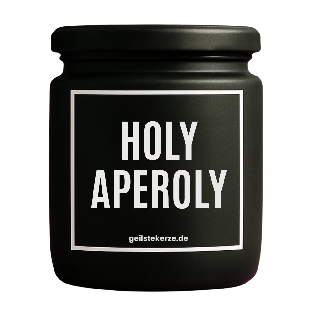 Erste von künstlicher Intelligenz kreierte Vegane Bio-Kerze mit Spruch – HOLY APEROLY Mega lange Brenndauer von 80 Stunde, hochwertige ätherische Öle schaffen beste Duftverteilung. Mit 1400 lustigen Sprüchen perfekt zum Verschenken. Handgemacht in Deutschland von geilstekerze.de -Die beste Duftkerze die du kaufen kannst.
