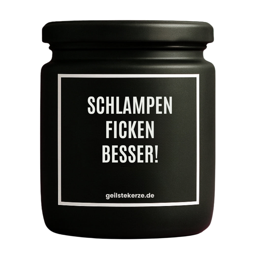 Erste von künstlicher Intelligenz kreierte Vegane Bio-Kerze mit Spruch – SCHLAMPEN FICKEN BESSER! Mega lange Brenndauer von 80 Stunde, hochwertige ätherische Öle schaffen beste Duftverteilung. Mit 1400 lustigen Sprüchen perfekt zum Verschenken. Handgemacht in Deutschland von geilstekerze.de -Die beste Duftkerze die du kaufen kannst.