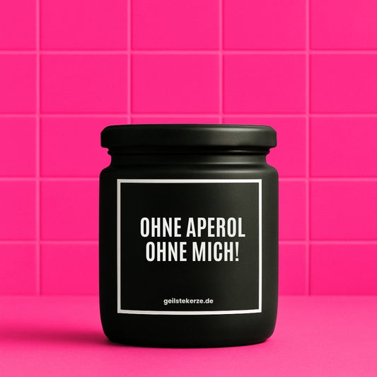 Erste von künstlicher Intelligenz kreierte Vegane Bio-Kerze mit Spruch – OHNE APEROL OHNE MICH! Mega lange Brenndauer von 80 Stunde, hochwertige ätherische Öle schaffen beste Duftverteilung. Mit 1400 lustigen Sprüchen perfekt zum Verschenken. Handgemacht in Deutschland von geilstekerze.de -Die beste Duftkerze die du kaufen kannst.