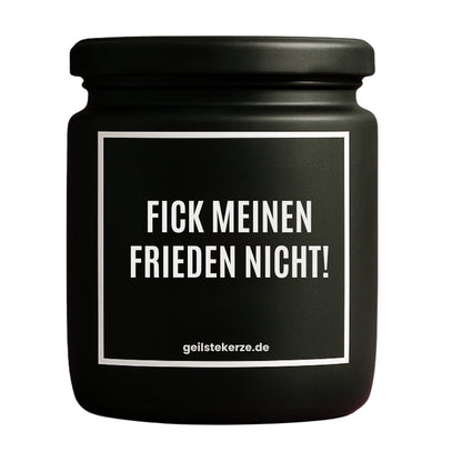 Erste von künstlicher Intelligenz kreierte Vegane Bio-Kerze mit Spruch – FICK MEINEN FRIEDEN NICHT! Mega lange Brenndauer von 80 Stunde, hochwertige ätherische Öle schaffen beste Duftverteilung. Mit 1400 lustigen Sprüchen perfekt zum Verschenken. Handgemacht in Deutschland von geilstekerze.de -Die beste Duftkerze die du kaufen kannst.