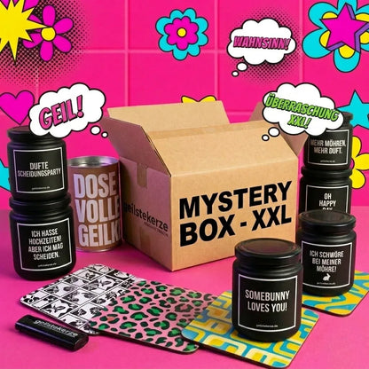 Duftkerze mit Spruch von geilstekerze ist der neue Geschenketrend. Diese witzige Kerze geilstekerze.de MYSTERY BOX XXL Duftkerzen-Box brennt mega lange sagenhafte 80 Stunde, hochwertige ätherische Öle schaffen beste Duftverteilung. Mit 1400 lustigen Sprüchen perfekt zum Verschenken. Handgemacht in Deutschland von geilstekerze.de -Die beste Duftkerze die du kaufen kannst.