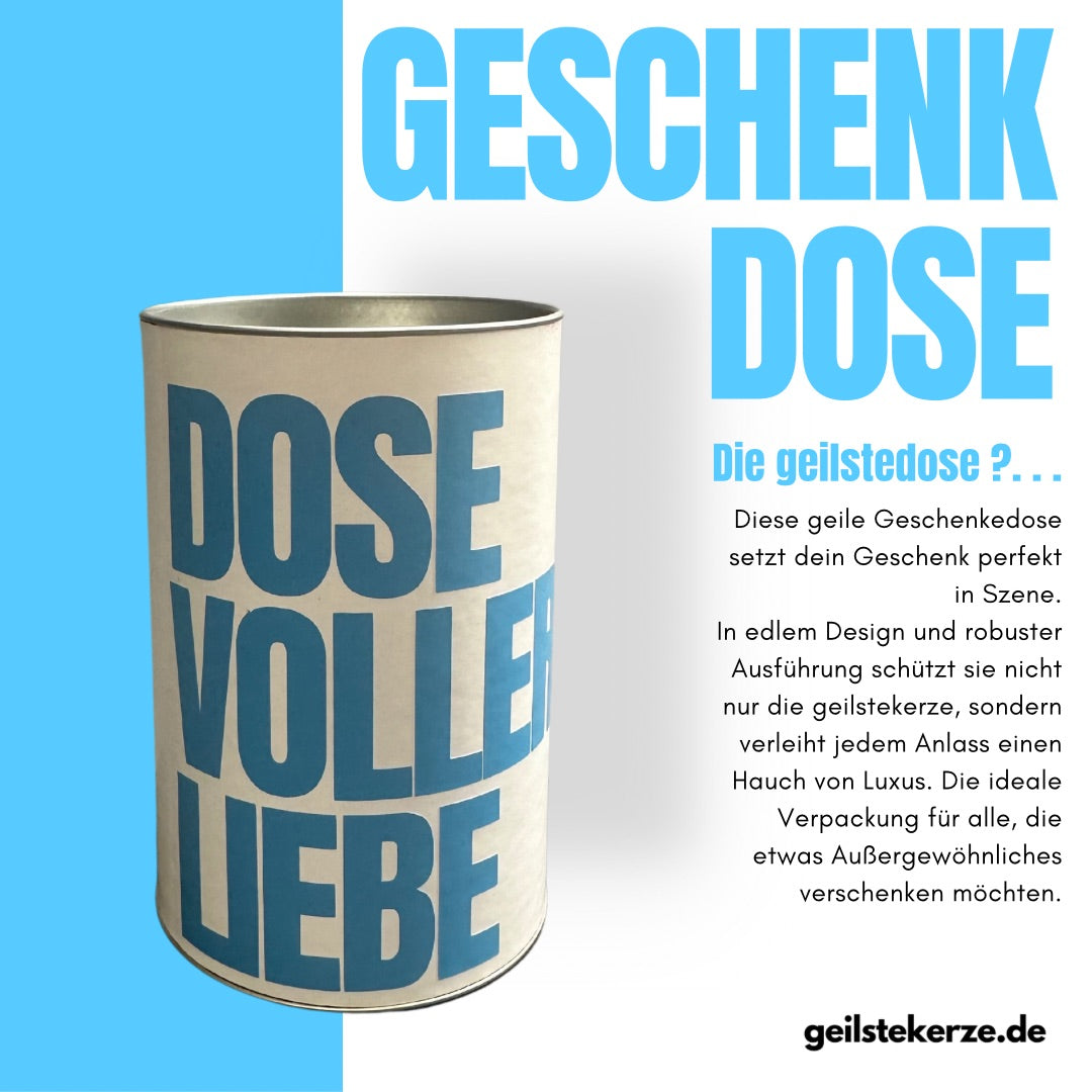 geilstekerze Geschenkdose weiß/blau| DOSE VOLLER LIEBE