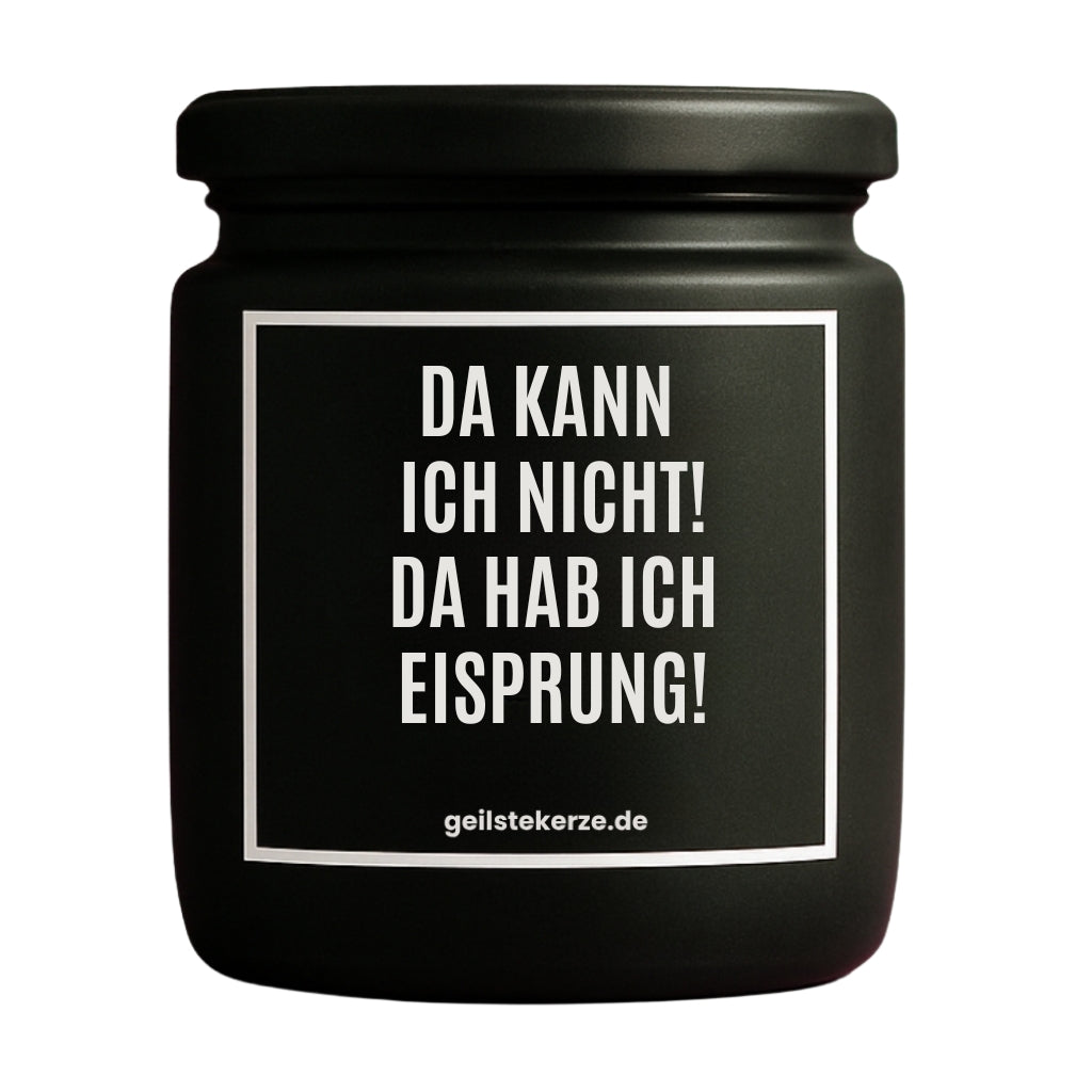 Erste von künstlicher Intelligenz kreierte Vegane Bio-Kerze mit Spruch – DA KANN ICH NICHT! DA HAB ICH EISPRUNG! Mega lange Brenndauer von 80 Stunde, hochwertige ätherische Öle schaffen beste Duftverteilung. Mit 1400 lustigen Sprüchen perfekt zum Verschenken. Handgemacht in Deutschland von geilstekerze.de -Die beste Duftkerze die du kaufen kannst.