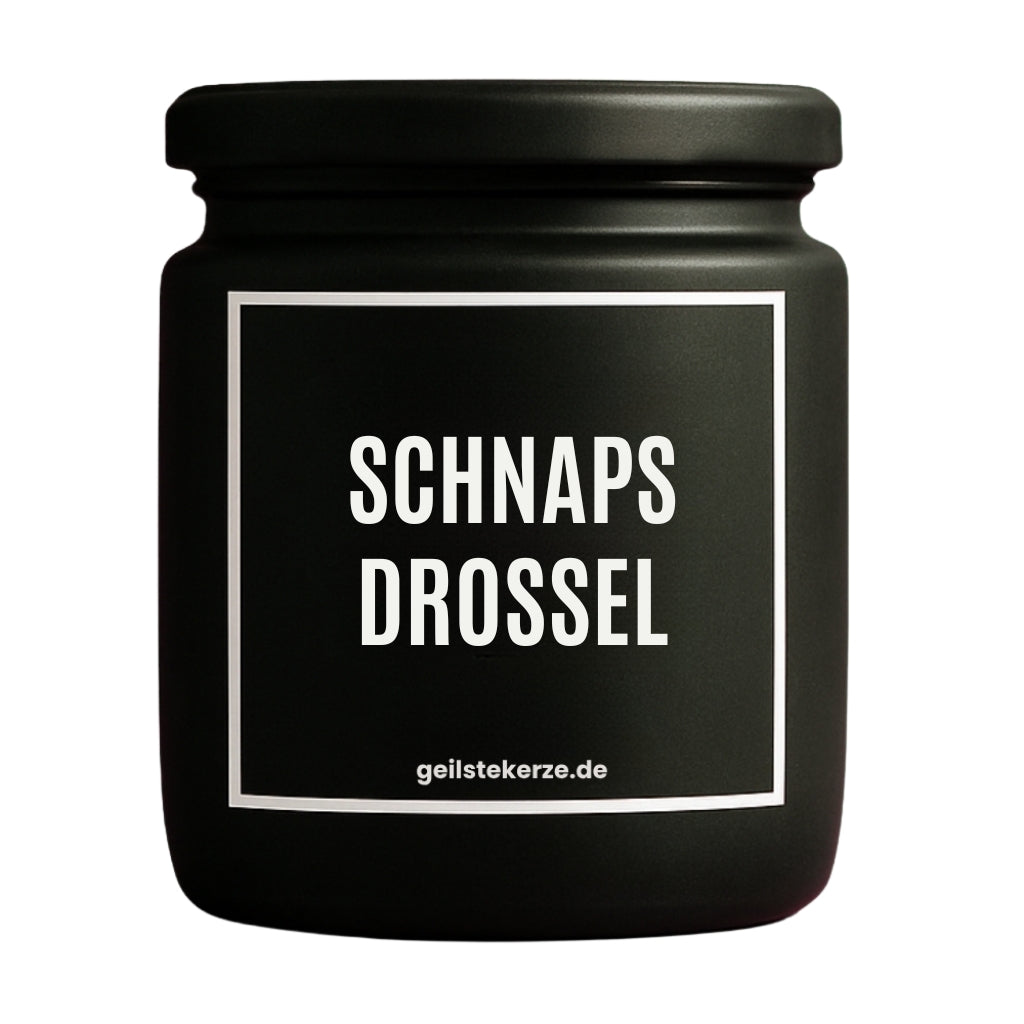 Duftkerze mit Spruch von geilstekerze ist der neue Geschenketrend. Diese witzige Kerze Vegane Bio-Kerze mit Spruch – SCHNAPSDROSSEL brennt mega lange sagenhafte 80 Stunde, hochwertige ätherische Öle schaffen beste Duftverteilung. Mit 1400 lustigen Sprüchen perfekt zum Verschenken. Handgemacht in Deutschland von geilstekerze.de -Die beste Duftkerze die du kaufen kannst.
