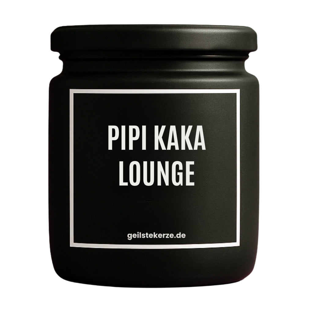 Duftkerze mit Spruch von geilstekerze ist der neue Geschenketrend. Diese witzige Kerze Vegane Bio-Kerze mit Spruch – PIPI KAKA LOUNGE brennt mega lange sagenhafte 80 Stunde, hochwertige ätherische Öle schaffen beste Duftverteilung. Mit 1400 lustigen Sprüchen perfekt zum Verschenken. Handgemacht in Deutschland von geilstekerze.de -Die beste Duftkerze die du kaufen kannst.