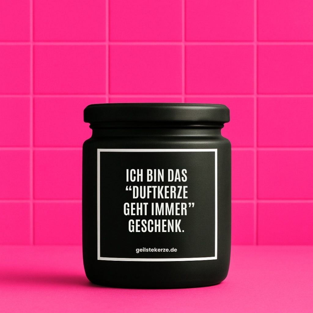 Erste von künstlicher Intelligenz kreierte Vegane Bio-Kerze mit Spruch – ICH BIN DAS "DUFTKERZE GEHT IMMER" GESCHENK. Mega lange Brenndauer von 80 Stunde, hochwertige ätherische Öle schaffen beste Duftverteilung. Mit 1400 lustigen Sprüchen perfekt zum Verschenken. Handgemacht in Deutschland von geilstekerze.de -Die beste Duftkerze die du kaufen kannst.