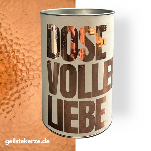 geilstekerze Geschenkdose weiß/kupfer | DOSE VOLLER LIEBE