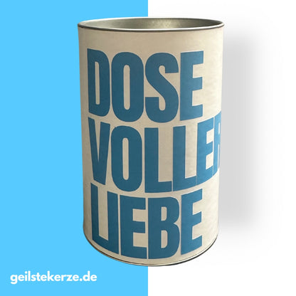 geilstekerze Geschenkdose weiß/blau| DOSE VOLLER LIEBE