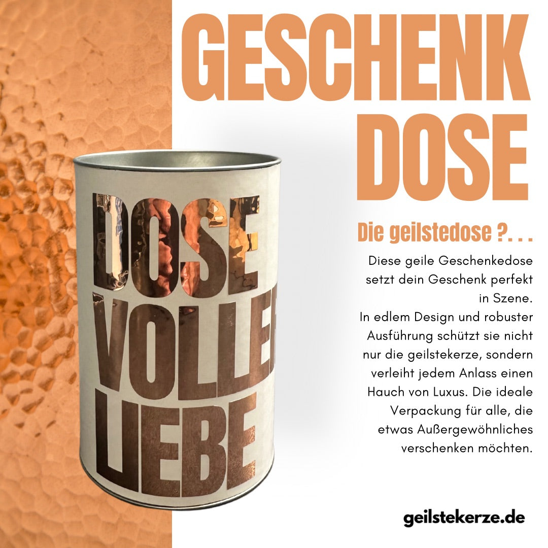 geilstekerze Geschenkdose weiß/kupfer | DOSE VOLLER LIEBE