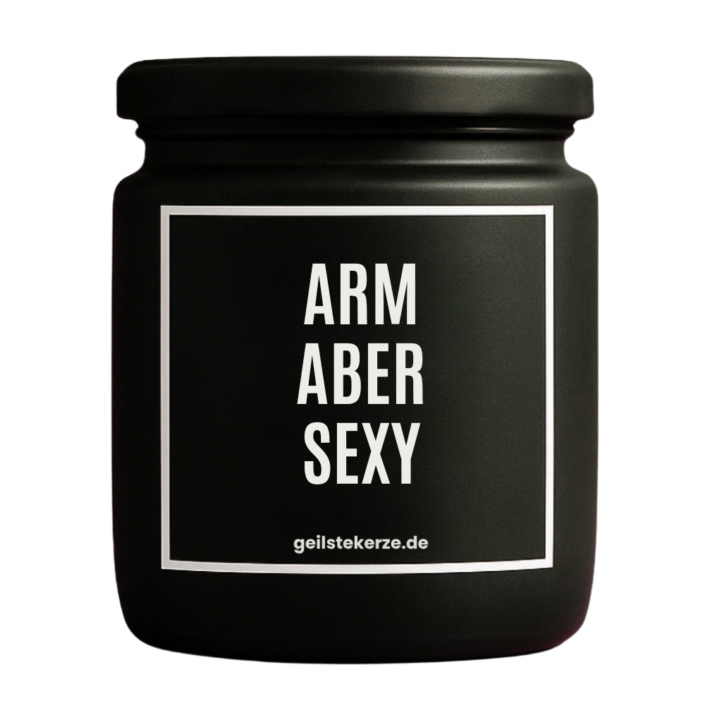 Erste von künstlicher Intelligenz kreierte Vegane Bio-Kerze mit Spruch – ARM ABER SEXY Mega lange Brenndauer von 80 Stunde, hochwertige ätherische Öle schaffen beste Duftverteilung. Mit 1400 lustigen Sprüchen perfekt zum Verschenken. Handgemacht in Deutschland von geilstekerze.de -Die beste Duftkerze die du kaufen kannst.