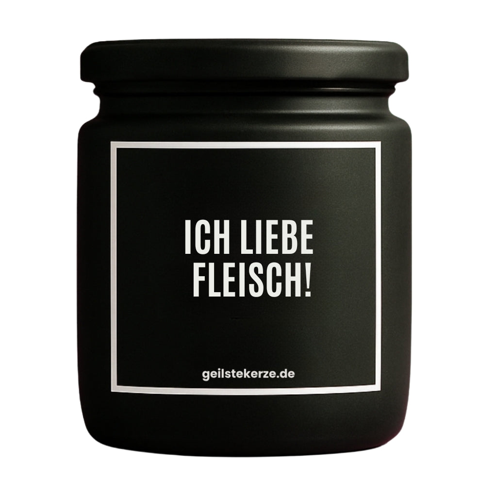 Erste von künstlicher Intelligenz kreierte Vegane Bio-Kerze mit Spruch – ICH LIEBE FLEISCH Mega lange Brenndauer von 80 Stunde, hochwertige ätherische Öle schaffen beste Duftverteilung. Mit 1400 lustigen Sprüchen perfekt zum Verschenken. Handgemacht in Deutschland von geilstekerze.de -Die beste Duftkerze die du kaufen kannst.