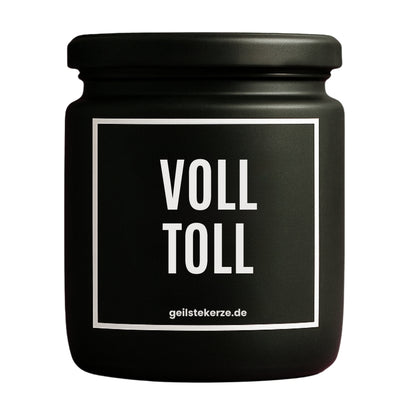 Duftkerze mit Spruch von geilstekerze ist der neue Geschenketrend. Diese witzige Kerze Vegane Bio-Kerze mit Spruch – VOLL TOLL brennt mega lange sagenhafte 80 Stunde, hochwertige ätherische Öle schaffen beste Duftverteilung. Mit 1400 lustigen Sprüchen perfekt zum Verschenken. Handgemacht in Deutschland von geilstekerze.de -Die beste Duftkerze die du kaufen kannst.