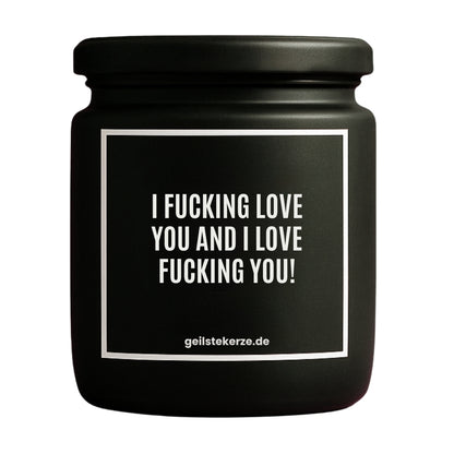 Erste von künstlicher Intelligenz kreierte Vegane Bio-Kerze mit Spruch – I FUCKING LOVE YOU AND I LOVE FUCKING YOU! Mega lange Brenndauer von 80 Stunde, hochwertige ätherische Öle schaffen beste Duftverteilung. Mit 1400 lustigen Sprüchen perfekt zum Verschenken. Handgemacht in Deutschland von geilstekerze.de -Die beste Duftkerze die du kaufen kannst.