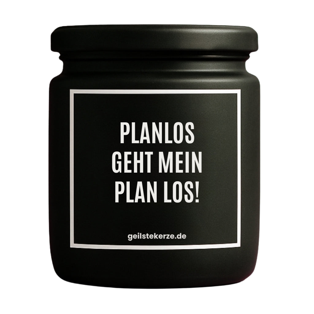 Erste von künstlicher Intelligenz kreierte Vegane Bio-Kerze mit Spruch – PLANLOS GEHT MEIN PLAN LOS! Mega lange Brenndauer von 80 Stunde, hochwertige ätherische Öle schaffen beste Duftverteilung. Mit 1400 lustigen Sprüchen perfekt zum Verschenken. Handgemacht in Deutschland von geilstekerze.de -Die beste Duftkerze die du kaufen kannst.