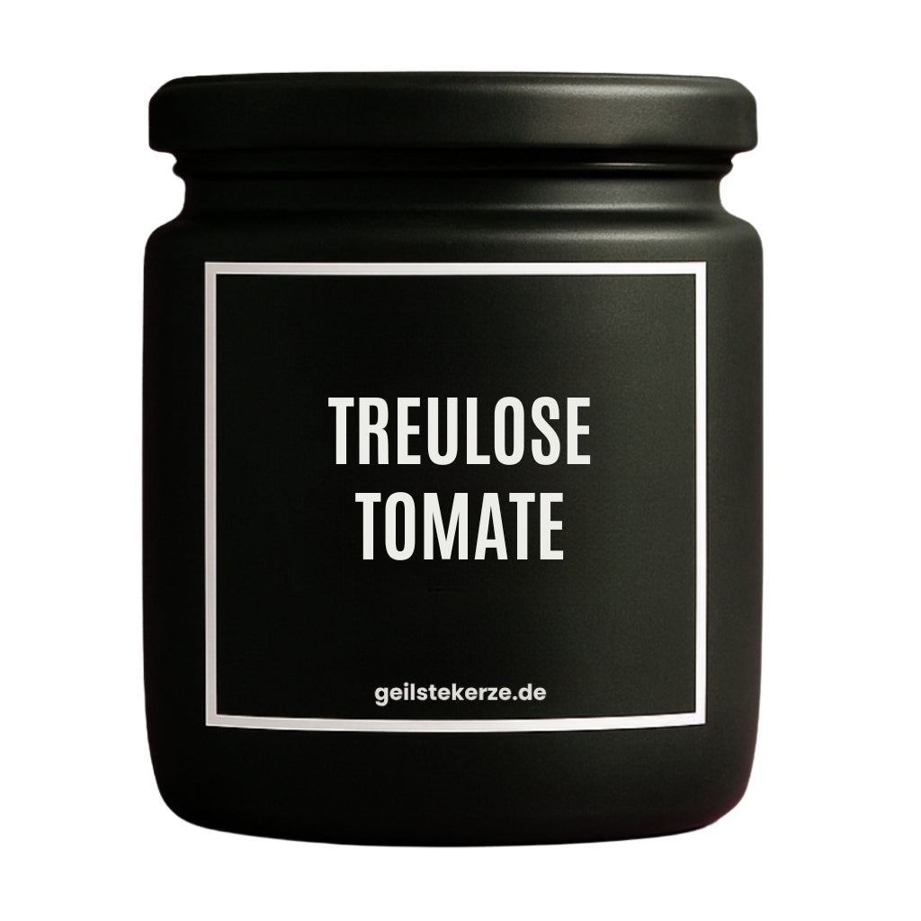 Duftkerze mit Spruch von geilstekerze ist der neue Geschenketrend. Diese witzige Kerze Vegane Bio-Kerze mit Spruch – TREULOSE TOMATE brennt mega lange sagenhafte 80 Stunde, hochwertige ätherische Öle schaffen beste Duftverteilung. Mit 1400 lustigen Sprüchen perfekt zum Verschenken. Handgemacht in Deutschland von geilstekerze.de -Die beste Duftkerze die du kaufen kannst.