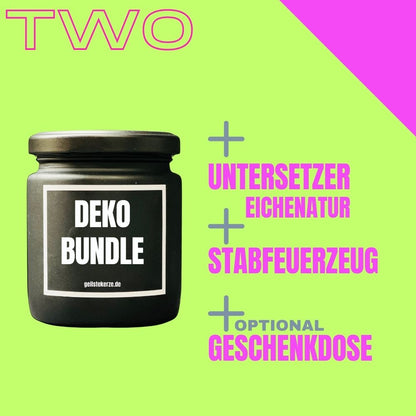 DEKOBUNDLE TWO für deine geilstekerze / Untersetzer / Stabfeuerzeug / Geschenkdose