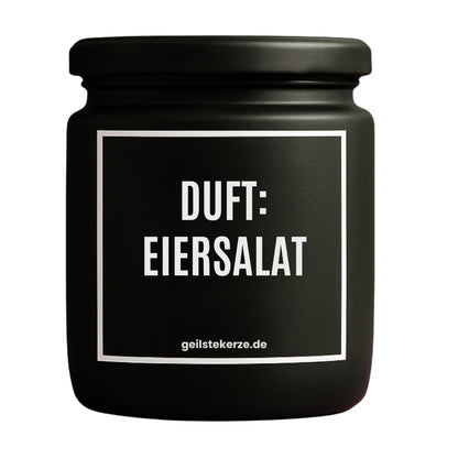 Erste von künstlicher Intelligenz kreierte Vegane Bio-Kerze mit Spruch – DUFT: EIERSALAT Mega lange Brenndauer von 80 Stunde, hochwertige ätherische Öle schaffen beste Duftverteilung. Mit 1400 lustigen Sprüchen perfekt zum Verschenken. Handgemacht in Deutschland von geilstekerze.de -Die beste Duftkerze die du kaufen kannst.