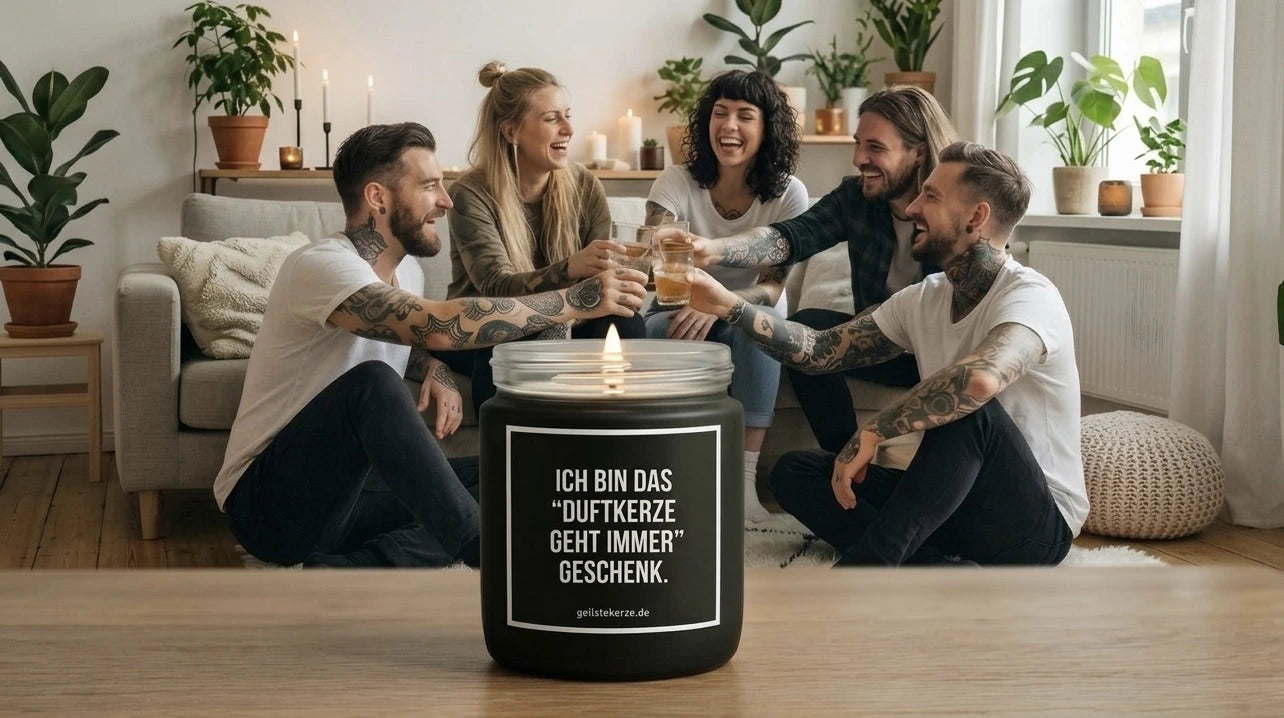 geilstekerze ist das Trend-Geschenk 2026 und kommt zu jeder Gelegenheit gut an. Duftkerze mit Spruch geht immer.