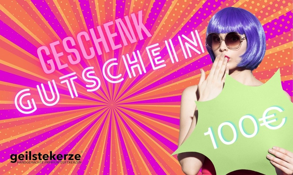 Duftkerze mit Spruch von geilstekerze ist der neue Geschenketrend. Diese witzige Kerze geilstekerze Geschenkgutschein brennt mega lange sagenhafte 80 Stunde, hochwertige ätherische Öle schaffen beste Duftverteilung. Mit 1400 lustigen Sprüchen perfekt zum Verschenken. Handgemacht in Deutschland von geilstekerze.de -Die beste Duftkerze die du kaufen kannst.