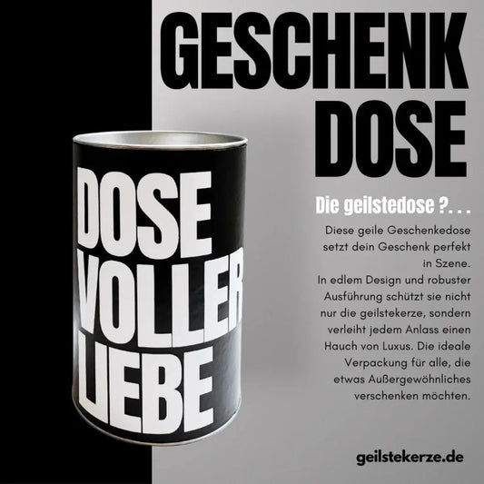 geilstekerze.de Geschenkdose - schwarz | DOSE VOLLER LIEBE