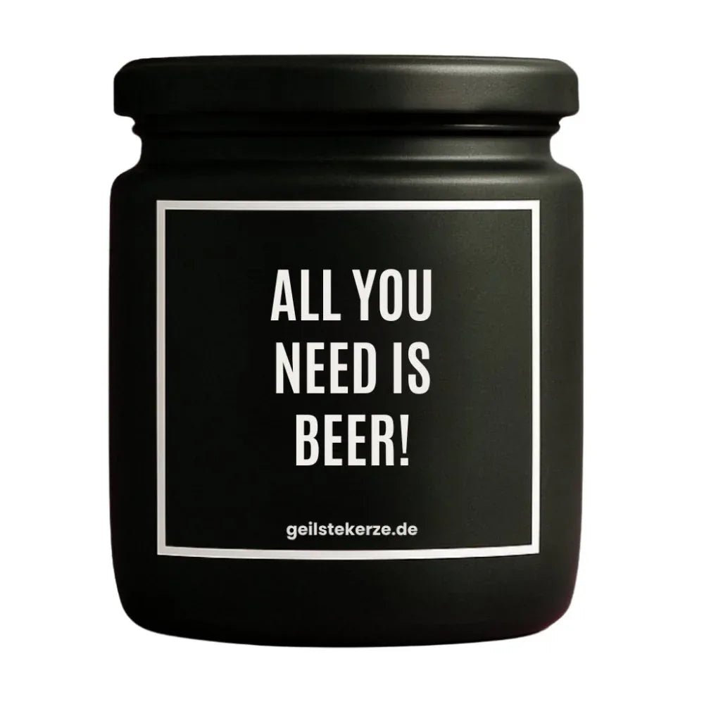 Vegane Bio-Kerze mit Spruch – ALL YOU NEED IS BEER!