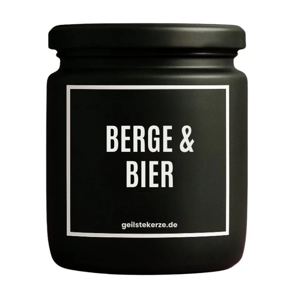 Vegane Bio-Kerze mit Spruch – BERGE & BIER