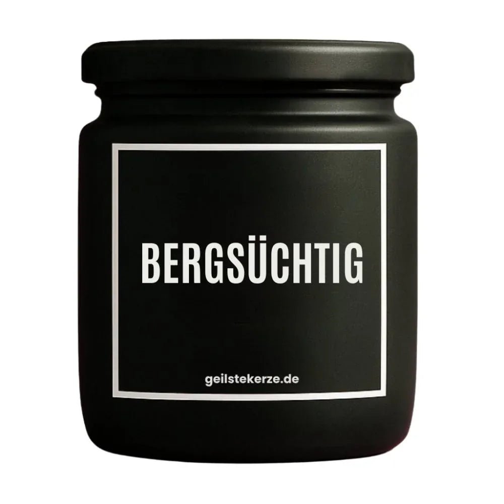 Vegane Bio-Kerze mit Spruch – BERGSÜCHTIG