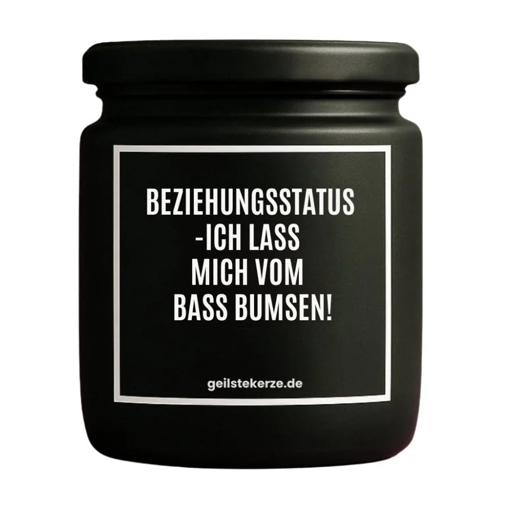 BEZIEHUNGSSTATUS BASS BUMSEN Duftkerze Detail – Sojawachs, handgemacht
