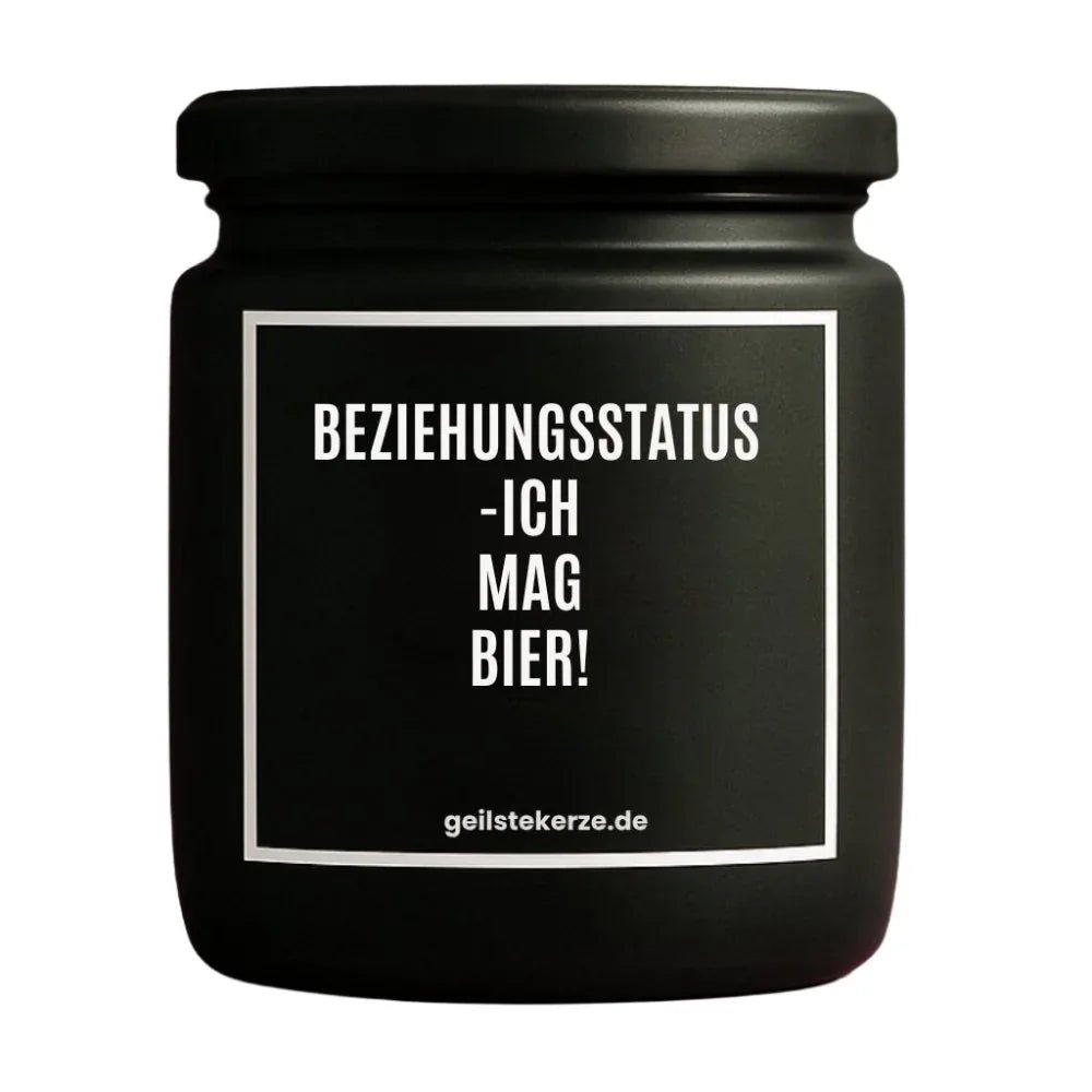 BEZIEHUNGSSTATUS ICH MAG BIER Duftkerze Detail – Sojawachs, handgemacht