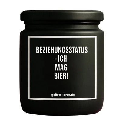 BEZIEHUNGSSTATUS ICH MAG BIER Duftkerze Detail – Sojawachs, handgemacht