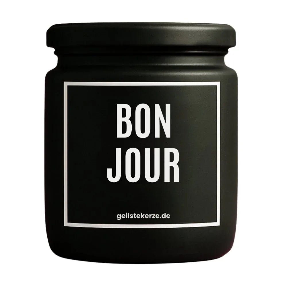 BON JOUR Duftkerze Detail – weißes Sojawachs, handgemacht