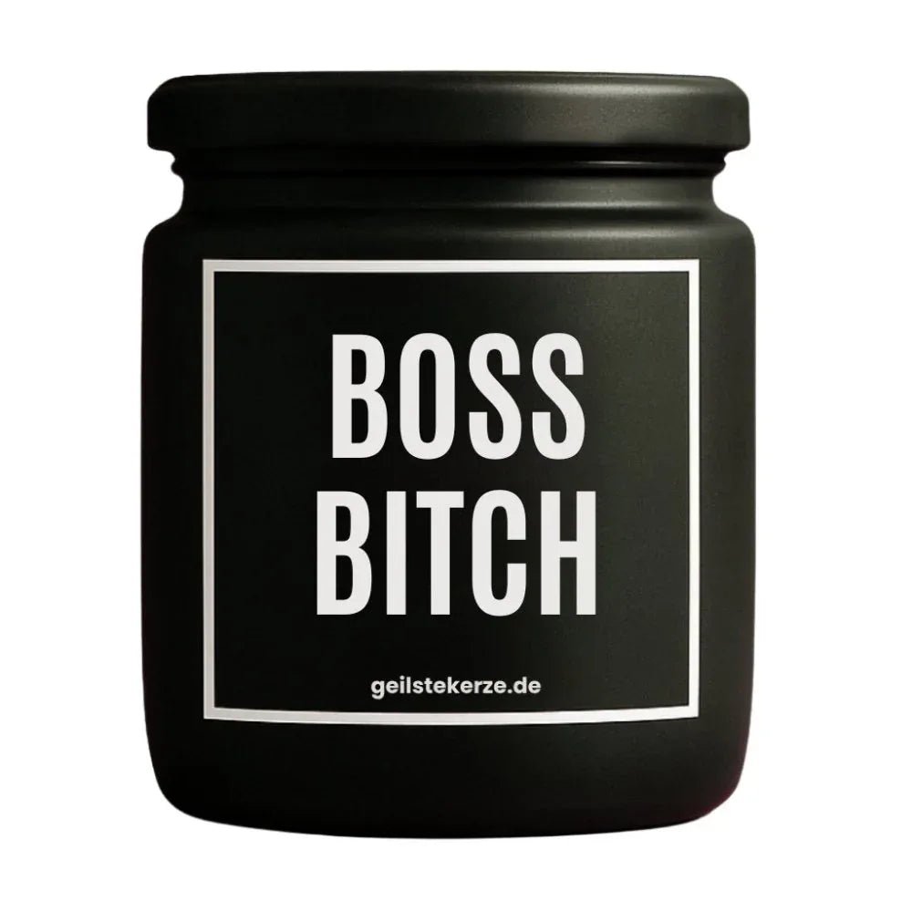 BOSS BITCH Duftkerze Detail – weißes Sojawachs, handgemacht