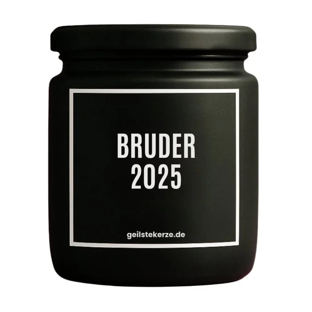 Vegane Bio-Kerze mit Spruch – BRUDER 2025